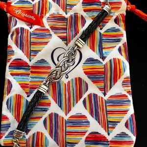 Brighton black braided leather Interlok style bracelet.